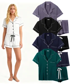 Logo High Quality Womens Pajama Set Modal Pajamas Long 2pc Pjs Button Down Sleepwear Pj Set Pajamas Modal for Women