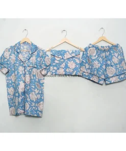 Women's Cotton Pajama Set Breathable Quick Dry Floral Print Short Sleeve Lounge Wear Nightgown Special for Home Use Summer